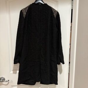 Zara Black  tweed mid length jacket with embellished shoulders